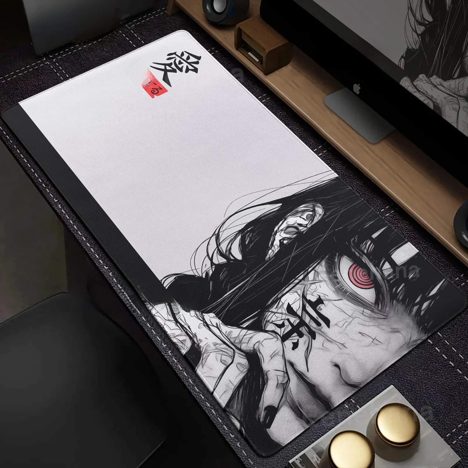 Art Makima Comic Black & White Podkładka pod mysz Dark Girl Gamer Akcesoria komputerowe Chiński znak Miłość Klawiatura Laptop Biurko Maty — zdjęcie produktu 7