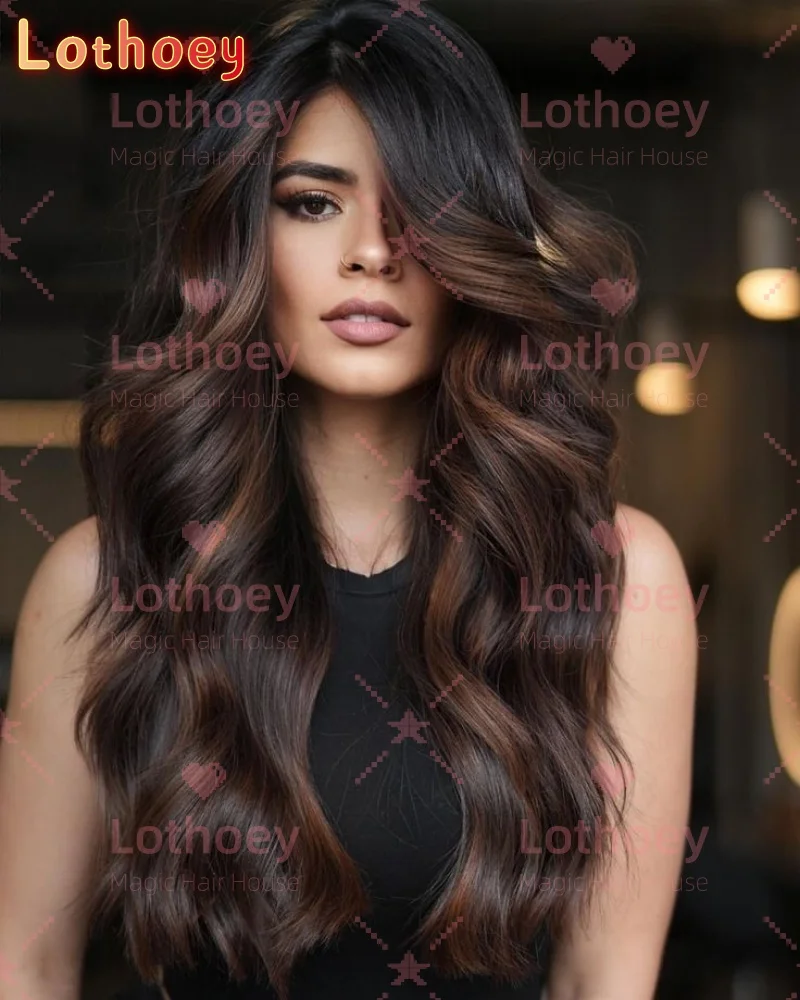 Peluca delantera de encaje ombré marrón castaño 1B424 peluca rubia ombré ondulada para Cosplay peluca con base de seda