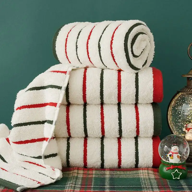 Clau Mans Christmas stripes hotel towel 4 sheets Oco-Tex 1 grade intangible nose massage cotton 100% 190g towel pretty ribbon shipping