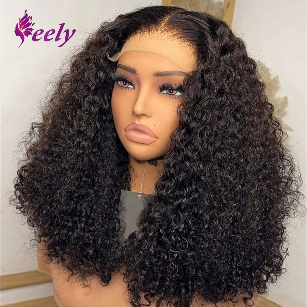 

220% Density Short Curly Bob Wigs 13x4 HD Lace Frontal Wig Deep Wave Human Hair Wigs Brazilian Virgin Hair 4x4 Closure Wig 16In
