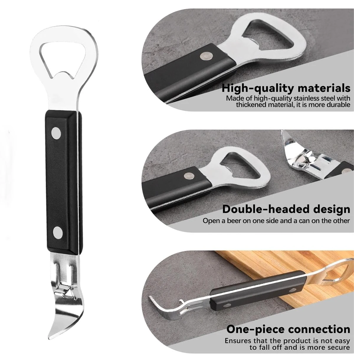 1Pc 2-in-1 Stainless Steel, Can Punch Opener with Non-Slip Handle, Dual Sided Stainless Steel Bottle Opener, Manual Beer Bottle