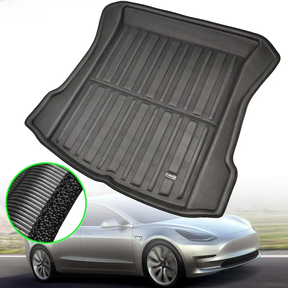Taca bagażnika samochodu dla Tesla Model 3 BlueStar 2017 2018 2019 - 2021 mata do bagażnika bagaż dywan na podłogę taca wodoodporna — zdjęcie 2