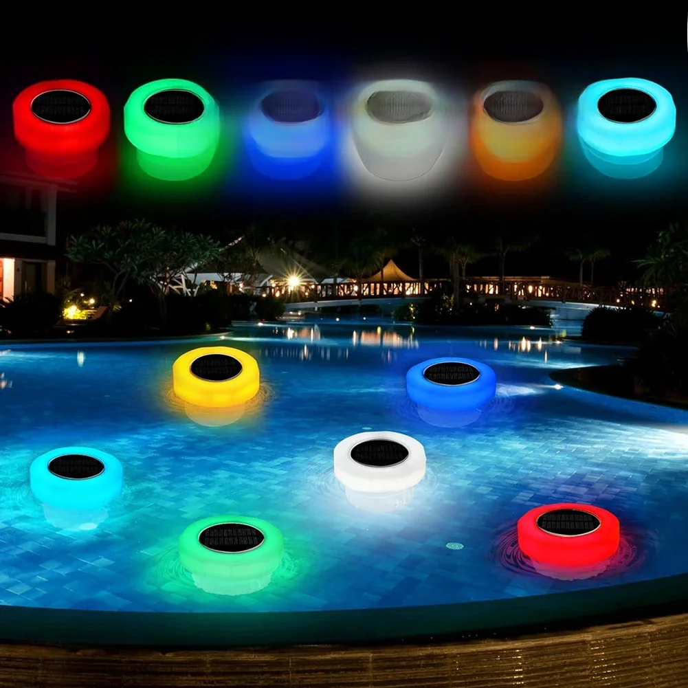Distributeur solaire flottant pour piscine, combo de comprimés de brome avec lumière colorée pour baignoire spa
