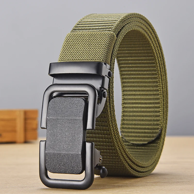 1/2pcs Men's Belt Automatic Metal Buckle Nylon Canvas Webbing Outdoor Work Belt Toothless Automatic Buckle Casual Sports Belts image 6