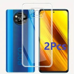 2Pcs Clear Shockproof Case For Xiaomi Poco X3 NFC Pro Soft Silicone Shell