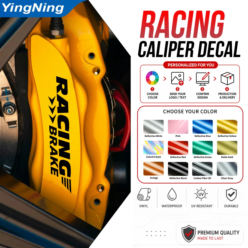 Racing Brake Caliper Decal Sticker Waterproof UV Resistant Vinyl Performance Graphic For Car Motorcycle Wheel Tuning Accessories