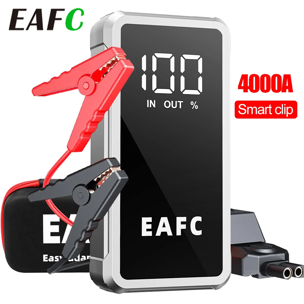 Arrancador de Coches Portátil EAFC 4000A 2000A 600A, Batería Externa de Emergencia, Dispositivo de Arranque con Pinza Inteligente