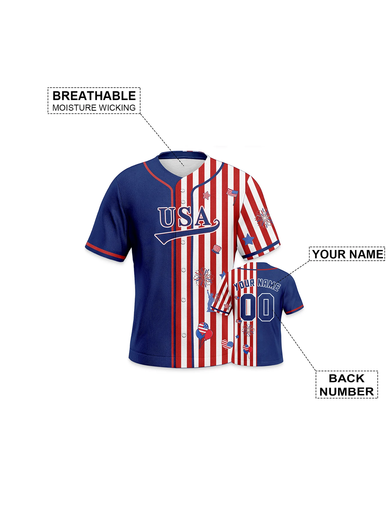 Custom USA Baseball Jersey Personalized Name Number Baseball  Team Shirt for Men Women Youth Kids