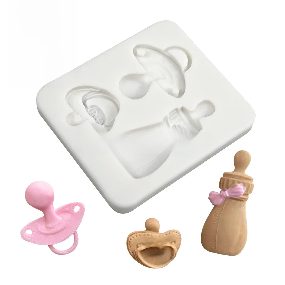 Dorica 3D smoczek dla niemowląt butelka do karmienia forma silikonowa foremka do Fondant czekoladowy formy glina DIY narzędzia do dekorowania ciast — zdjęcie 2
