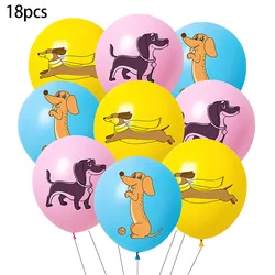 18pcs sausage dog themed latex balloons, suitable for decorating birthday parties, pet gatherings, indoor scene decoration, etc