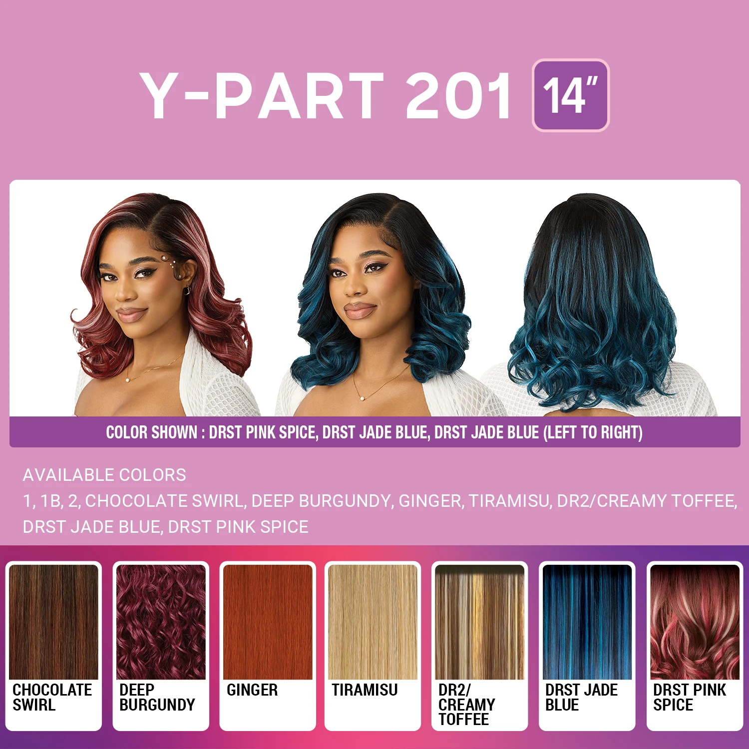 Outre HD الدانتيل أمامي شعر مستعار اصطناعي مثالي شعري غلويليس Y-Part Swoop Series Y-Part 201