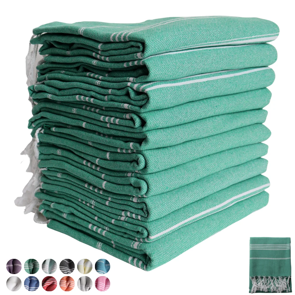 Pack of 10 Originally Turkish Beach Towels Shipping from Turkey Manufacture Puskul Textile - Soft 100% Cotton Hammam Peshtemal