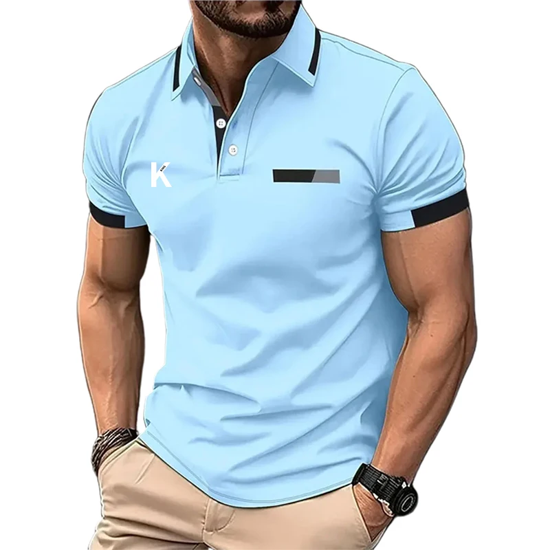 Men's Business Polo Golf Polo Work Casual Lapel Short Sleeve Basic Patchwork Button Spring & Summer Regular Fit Business Polo image 3