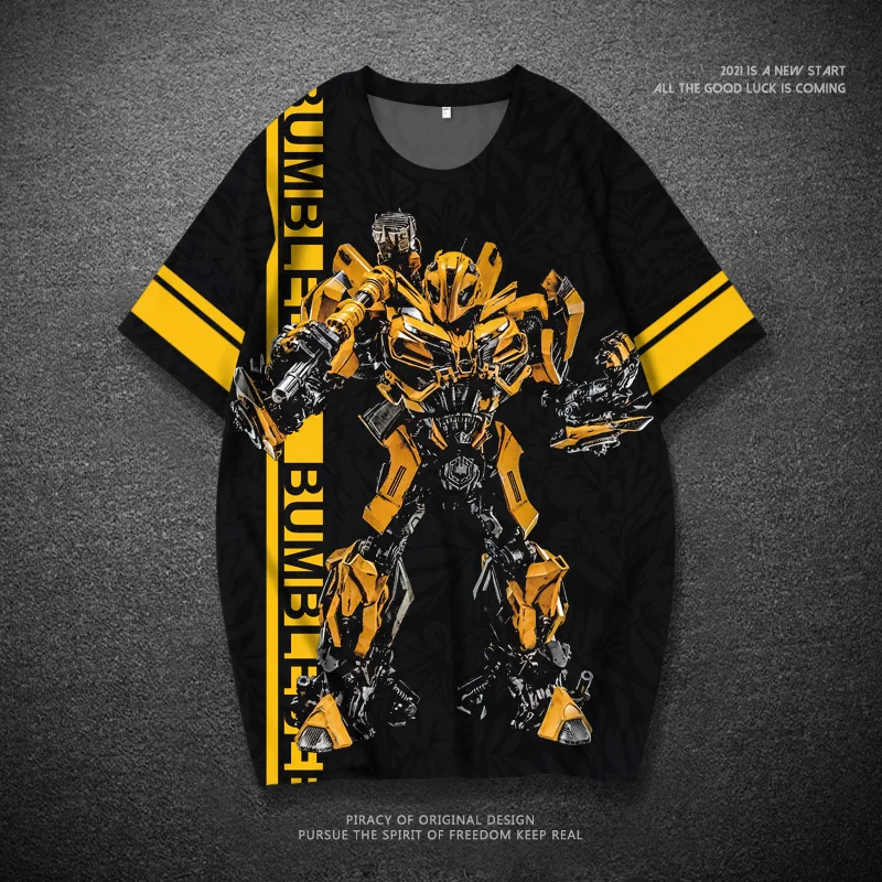 Autobots Bumblebee Print Summer Boys T-shirt Tops Teenagers Short Sleeve T-Shirt Father-Son Family Clothing Kids T-Shirt Tops