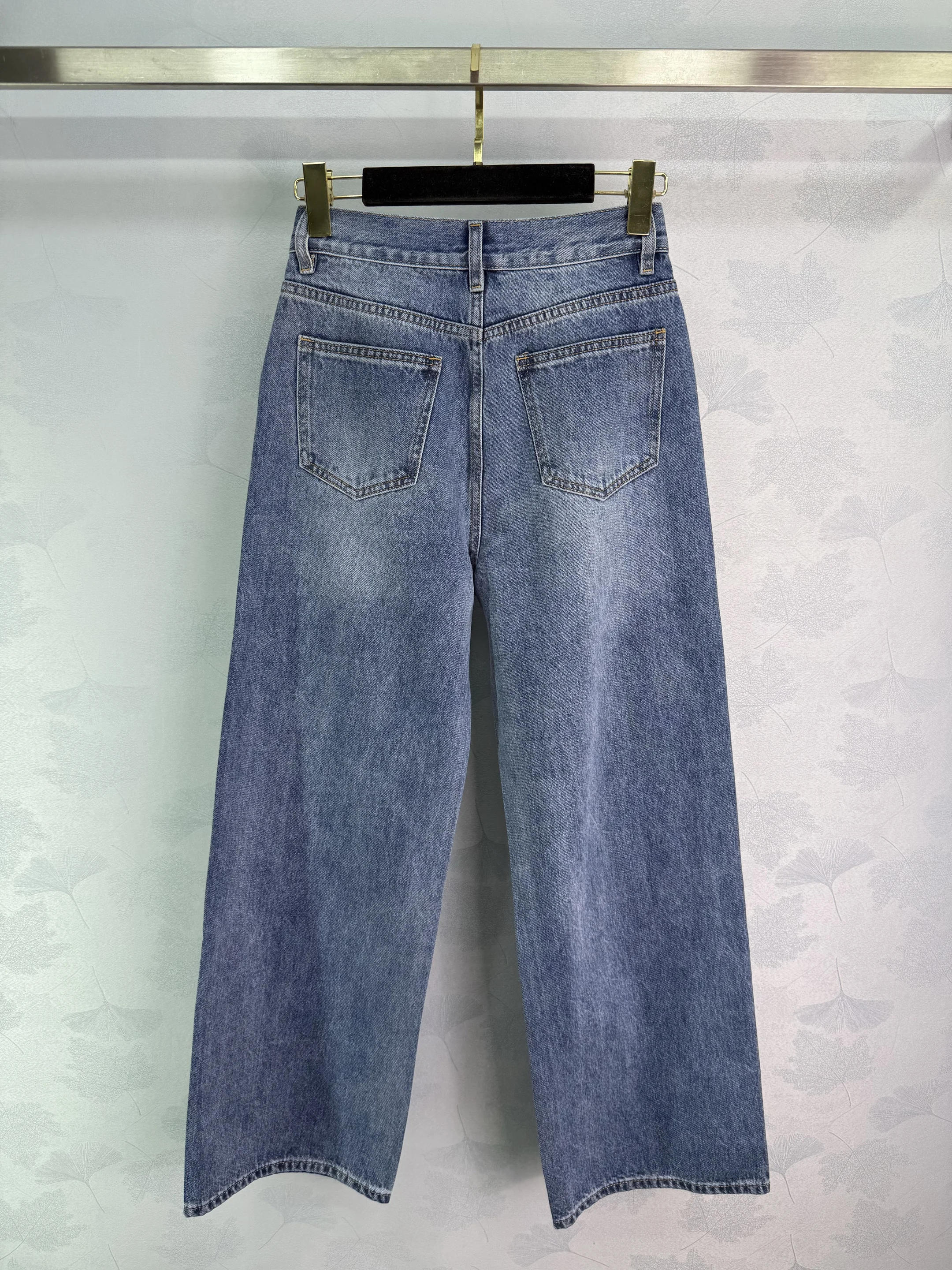 

2025 Autumn/Winter New Style Denim Women's Pants - Light Blue Beaded Design 5D28