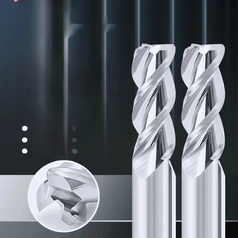Eckradius-Schaftfräser R Bullnose CNC-Wolframstahl-Bearbeitung von Metallfräswerkzeug 3 Schneiden R0,5 R1 R2 R3 Hartmetall-Aluminiumschneider