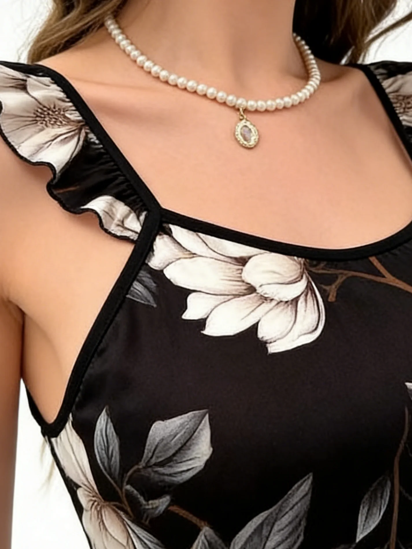 

Women's lace-decorated backless collarless breathable soft casual spring, summer, and autumn pajamas and loungewear