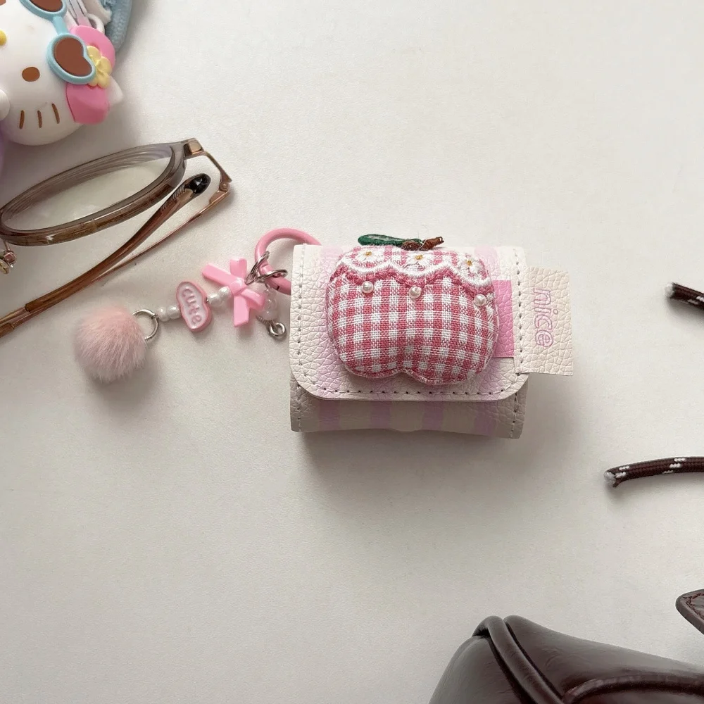 

Leather pattern three-dimensional pink Apple earphone protective case, suitable for AirPods 4/3/2Pro/2/3, new protective case