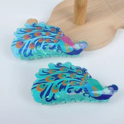 1pc High-grade Peacock Shape Hairpin Imitation Acetate Clip Cartoon Animal Shark Clip Hair Ornament Headdress