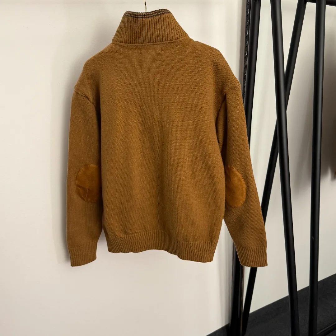 

2025 ранняя осень, новая свободная высококачественная женская одежда на заказ, вязаный кардиган с воротником-стойкой и длинными рукавами на молнии