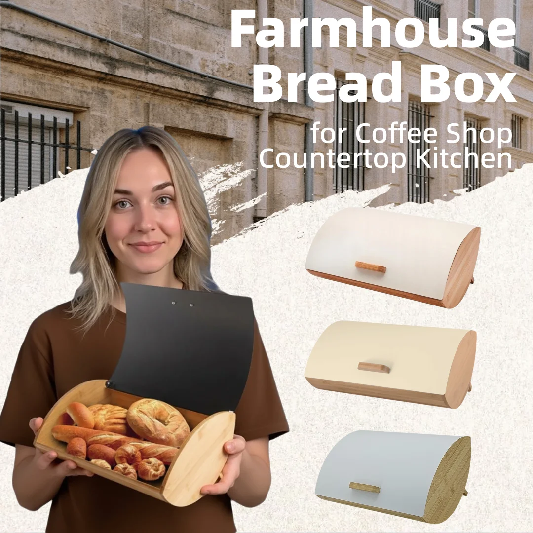 

Bamboo Bread Box Organizer Large Capacity Multipurpose Storage Box Bread Keeper for Countertop Home Pantry Sundries Kitchen