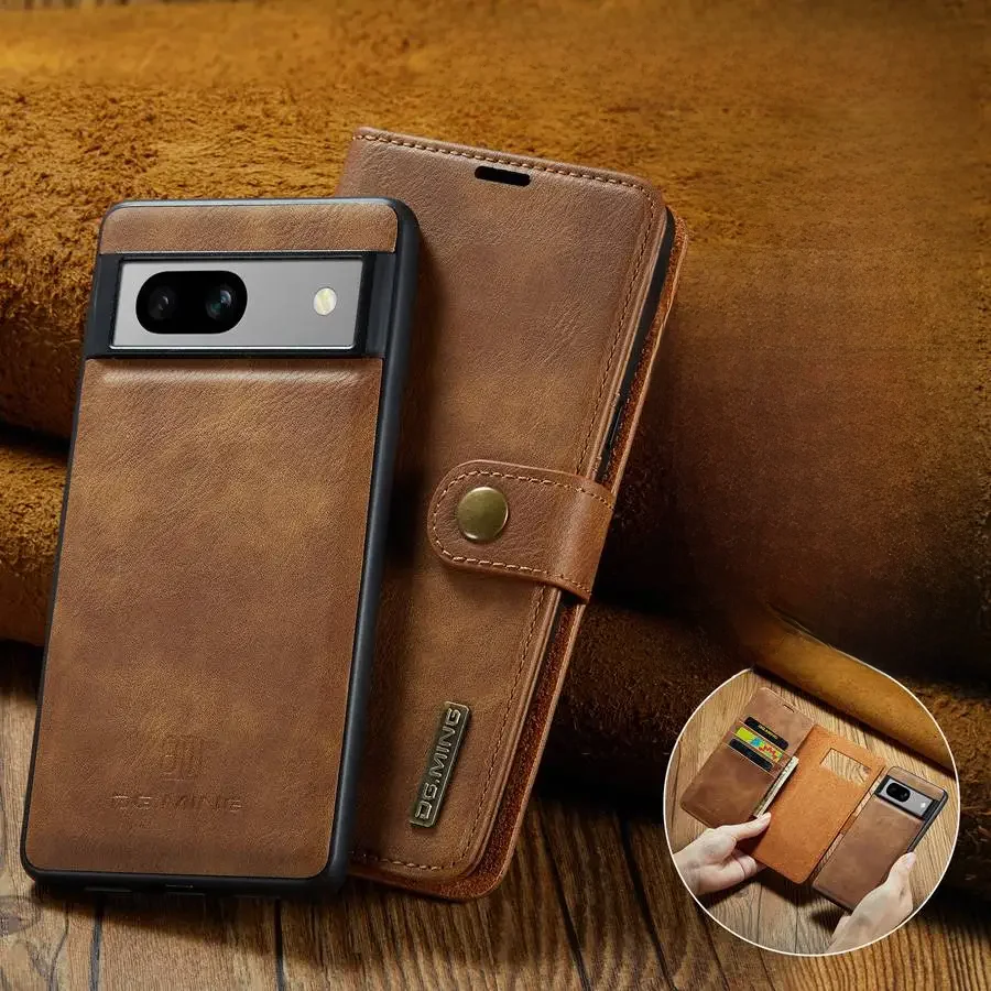 Odpinane magnetyczne etui-portfel ze skóry do Google Pixel 6 6Pro 6A 7 7A 7 8 Pro 8A 9 10 Pro XL 9A 10A 11, zdejmowana klapka. — zdjęcie produktu 7