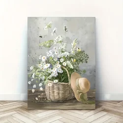 Charming Daisy & Bee Garden Scene - Framed Canvas Wall Art for Living Room & Bedroom Decor, Perfect Gift Idea