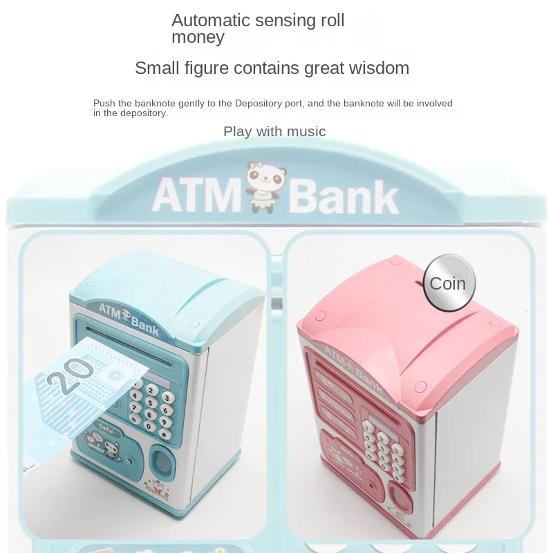 Intelligence Cash Box Digital Coins Cash Saving Safe Deposit Mini ATM Machine Fingerprint Piggy Bank Toy Kids Gift