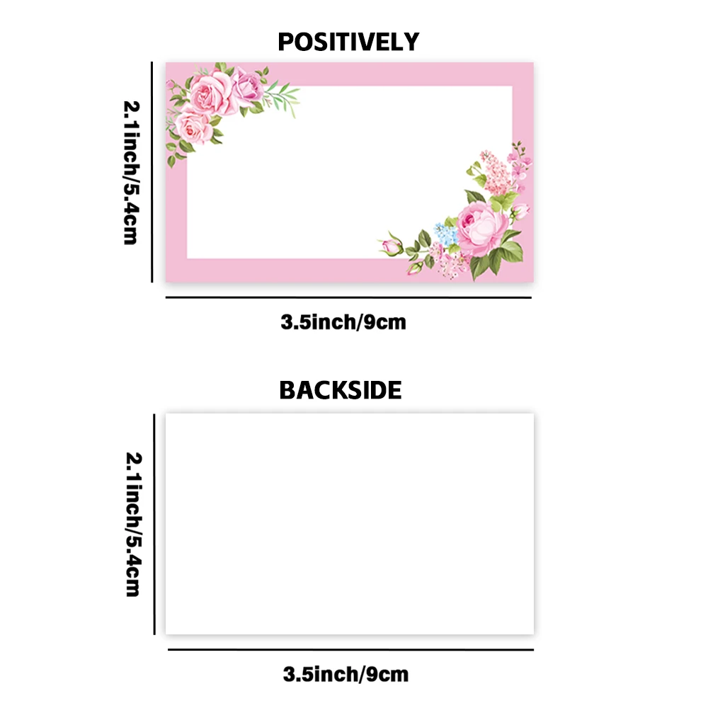 50 pezzi, biglietti per messaggi vuoti floreali rosa, biglietti tascabili, biglietti da visita, biglietti d'auguri vuoti, forniture per piccole imprese, etichette regalo
