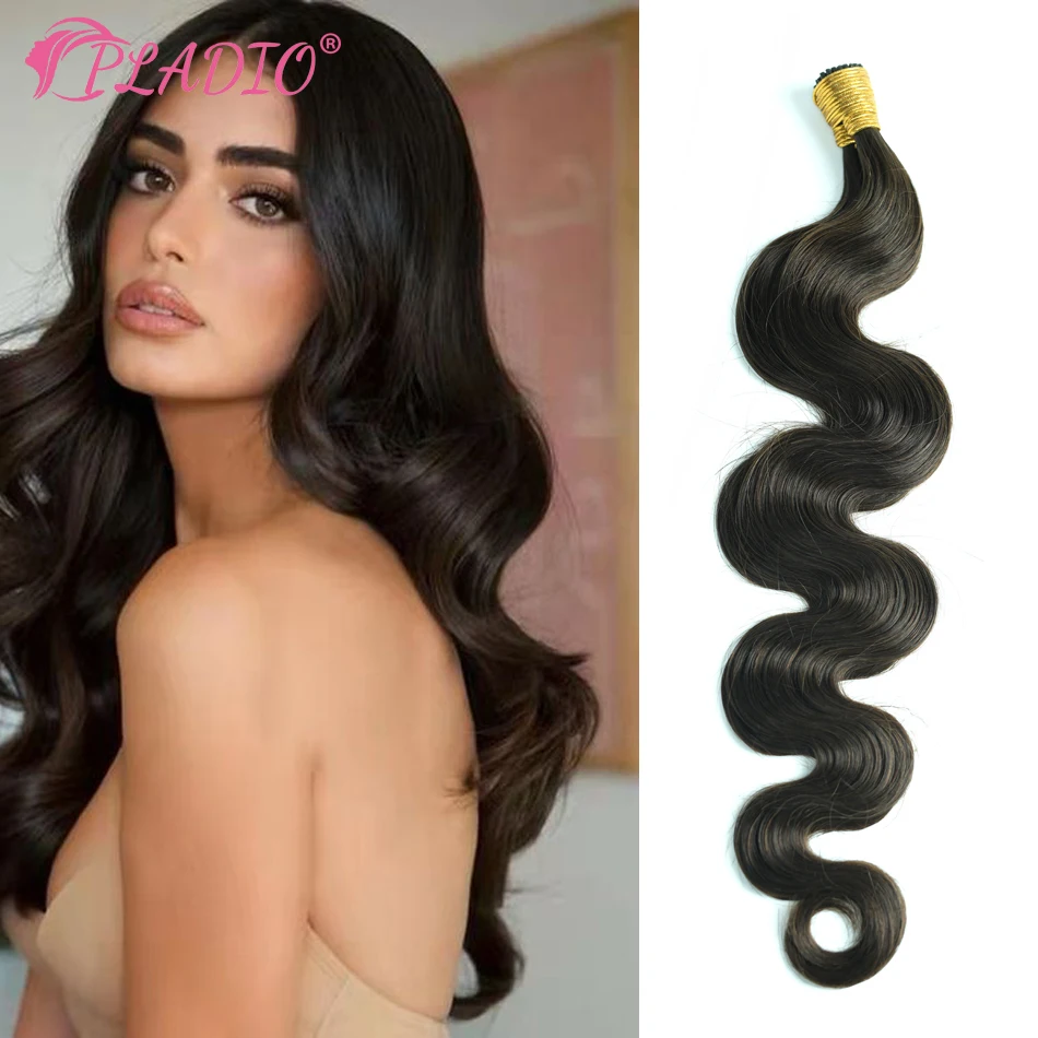 PLADIO I Tip Human Hair Extension Hoge kwaliteit Body Wave Hair 1.0 g/stks Capsule Keratine Natuurlijke Zwarte Cuticula Aligned Fusion Hair