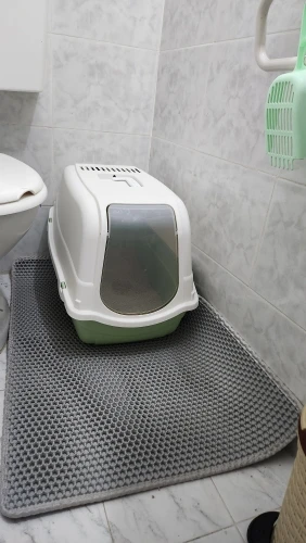 Customer review photo for Honeycomb Cat Litter Mat