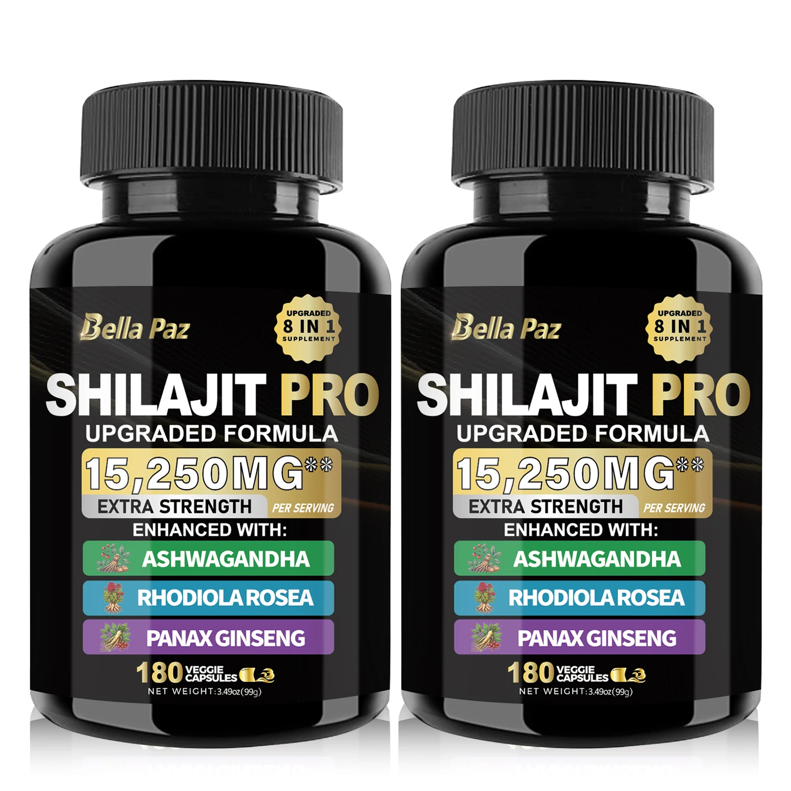 BellaPaz Shilajit Nature's Synergy 8-in-1 Formula: Combining Shilajit, Ashwagandha, Rhodiola,for Comprehensive Wellness