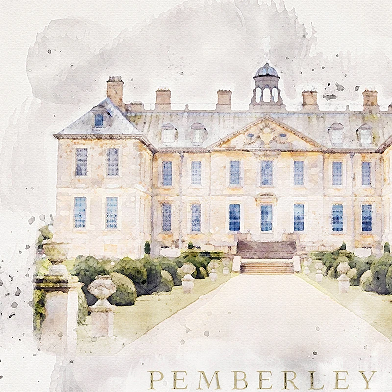 Pride and Prejudice Poster Pemberley Literary Wall Art Print Jane Austen Classic Artwork Canvas Painting Reading Room Wall Decor