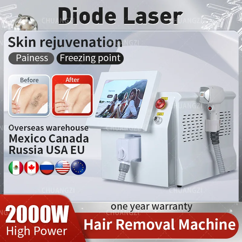 

CE certified 2000W laser for 808nm diode hair removal painless hair removal device