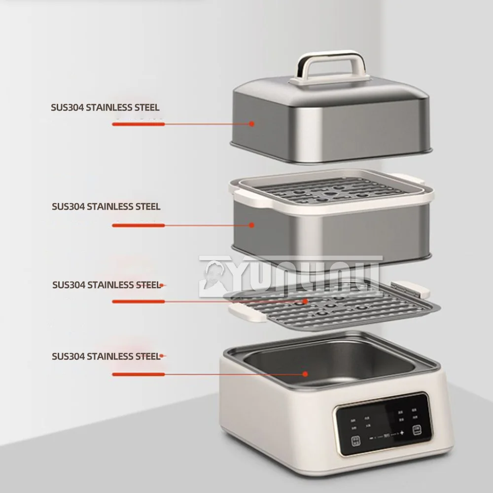 Cuiseur vapeur électrique multifonctionnel à 2 niveaux, machine à petit-déjeuner entièrement automatique en acier inoxydable de grande capacité