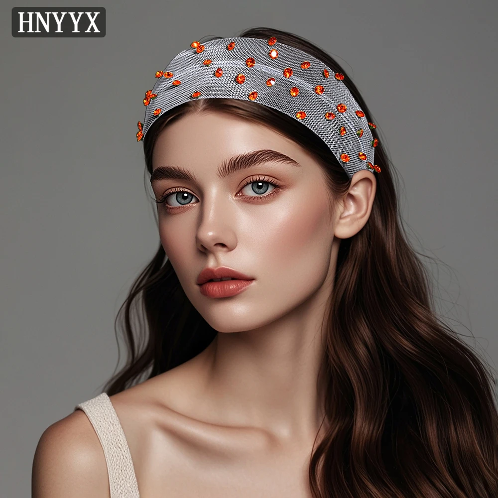 

HNYYX Red Rhinestone Headband Fashion Wide Hair Hoop for Women Shiny Crystal Headwear Rhinestone Hair Accessories A03-R