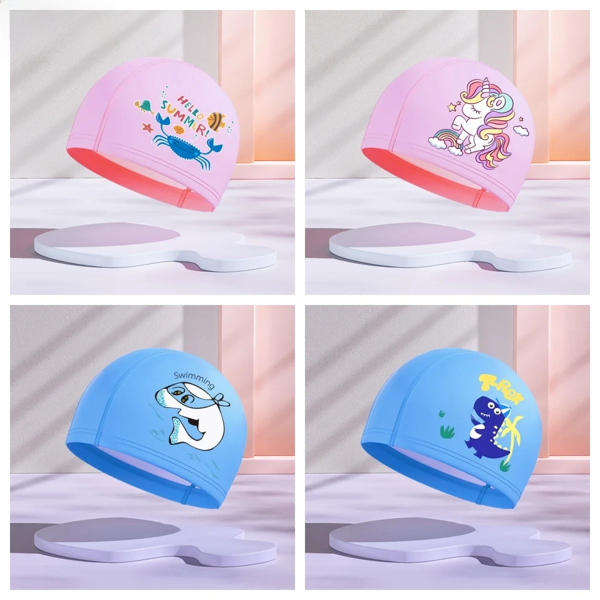 Bonnet de bain pour filles, mignon, imperméable, haute élasticité, Protection des oreilles, chapeau de natation pour enfants, garçons, accessoires de natation