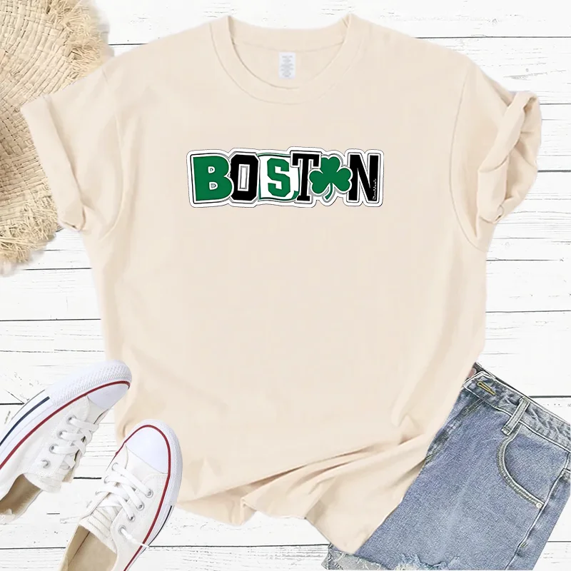 Boston America's Oldest And Most Cultural City Summer Fashion Sports Women's T-Shirt Harajuku Graphic Clothing Women's Top