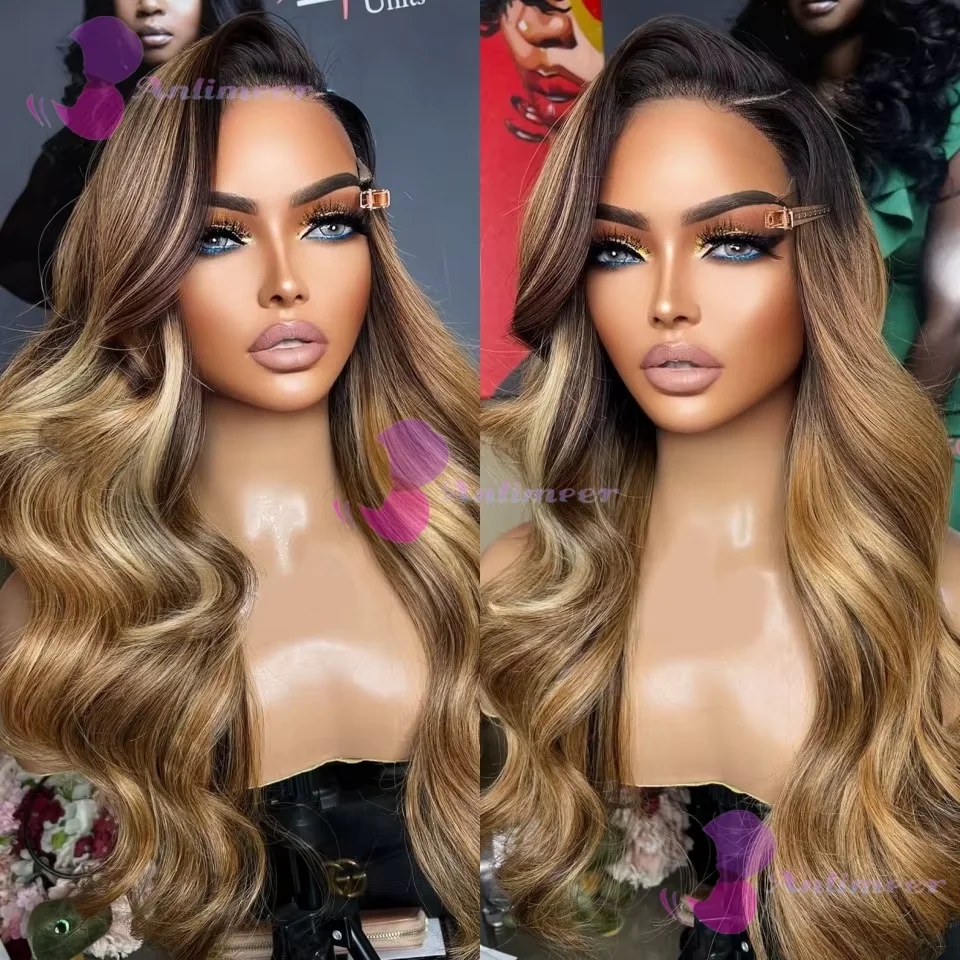 

Side Part Glueless Body Wavy Human Hair 13x4 Silk Top Lace Front Wigs Brazilian Brown Blonde Highlight 360/13x6 Lace Front Wigs