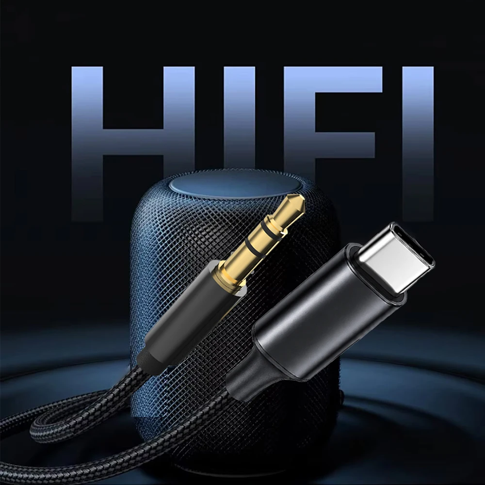 Parallel World USB C to 3.5mm Audio Adapter Hi-Fi Stereo Type C to Aux Headphone Male Cord Car Auxiliary Braided Cable