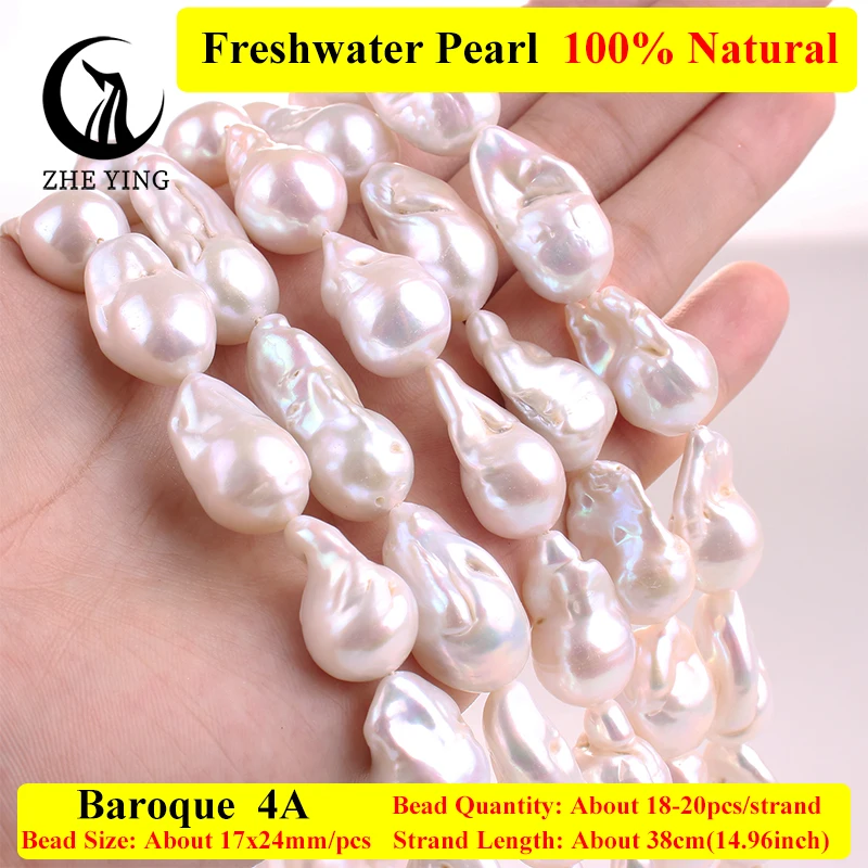 Zhe Ying 5A Baroque Freshwater Pearl 100% Real Irregular White Mother of Pearl Beads for Jewelry Making DIY Bracelet Accessories