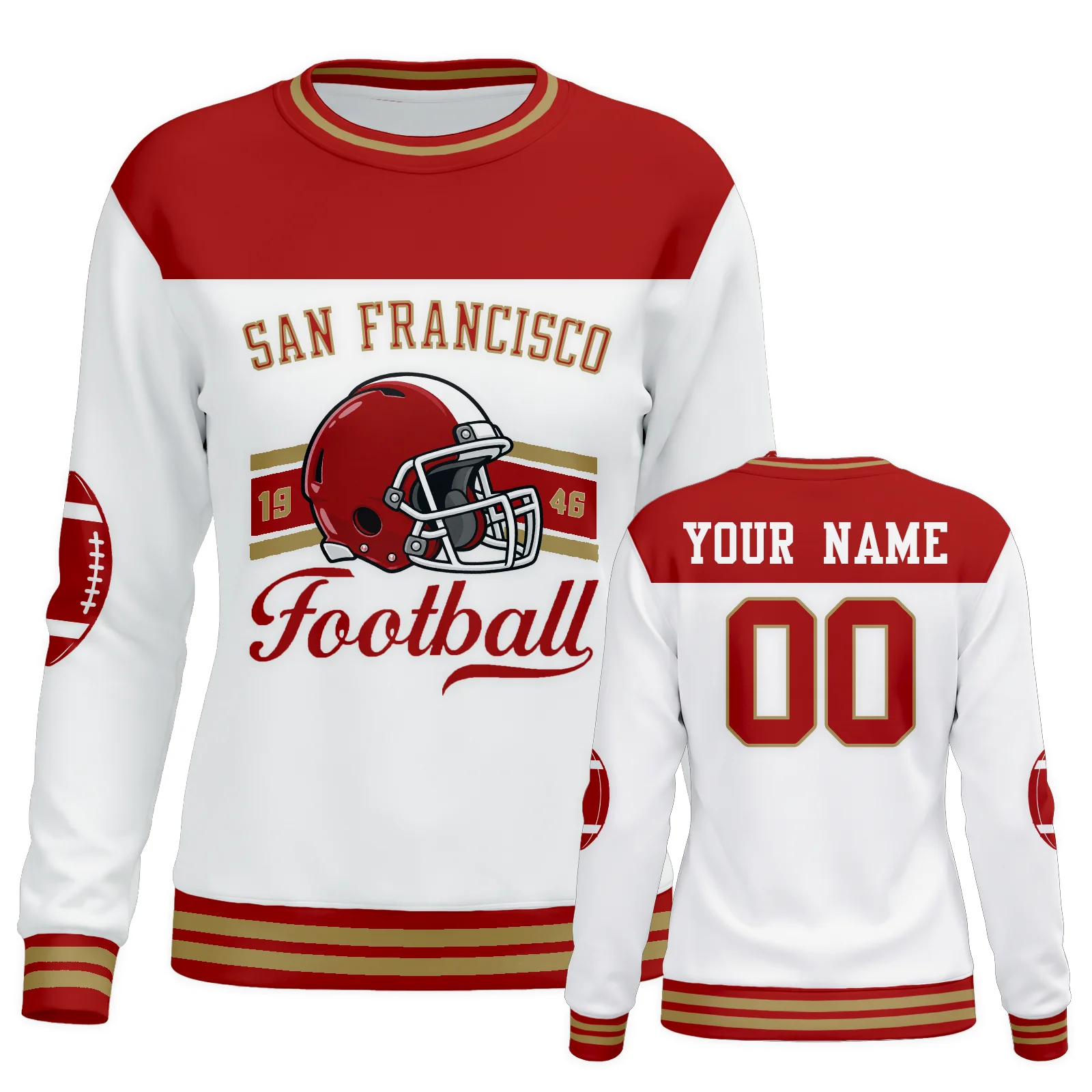 Personalized San Francisco City Sweatshirt, Custom Women Football Hoodie with Name Number Logo, Football Mom Crewneck Sweatshirt