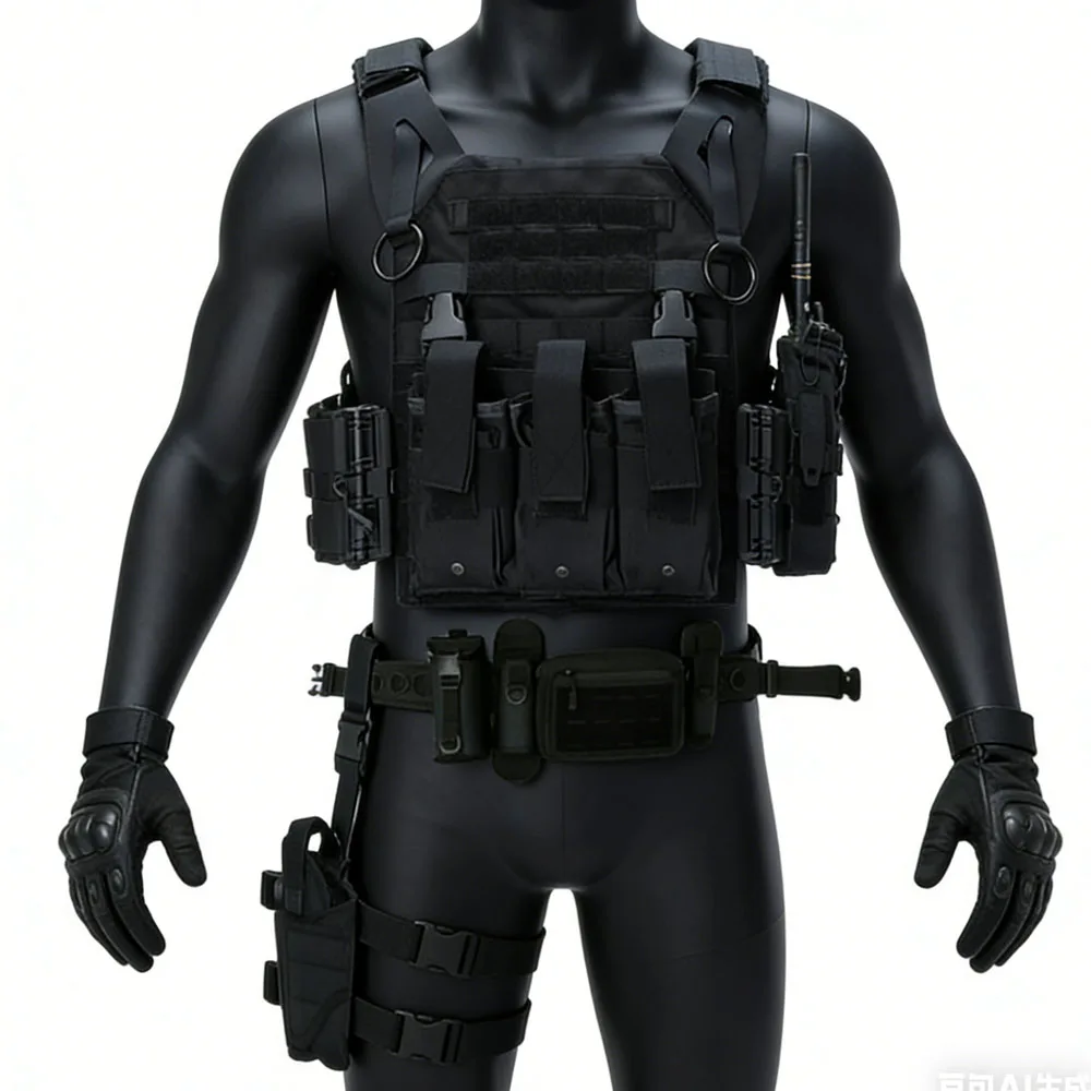 

Tactical JPC2.0 Quick Release Plate Carrier Set with Leg Hangers Waist Bags Molle Tactical Vest Magazine Pack Shooting Hunting