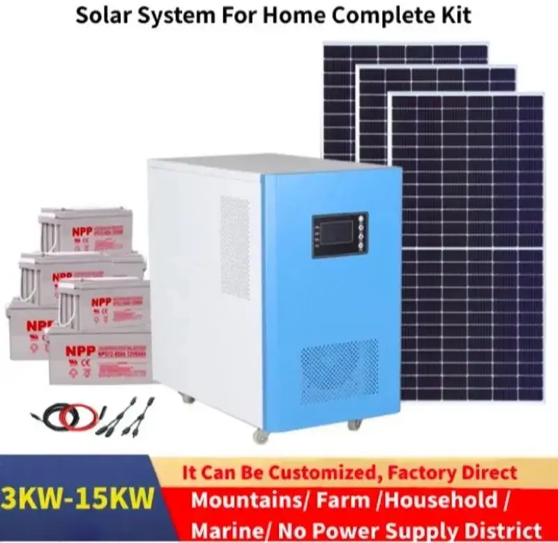 Kit de panel solar completo 5kw 220v 110v con sistema de energía solar de batería 5000w 6kw8kw 10kw inversor fuera de la red con controlador MPPT