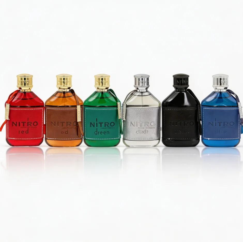 Colección Nitro Signature, Set de 6 Eau de Parfum para Hombre – Ediciones Rojo, Marrón, Verde, Blanco, Negro y Azul, Set de Regalo de Fragancia de Lujo de Larga Duración con Aromas Frescos, Amaderados, Especiados y Acuáticos, Colección Premium de Colonia para Hombre para Uso Diario