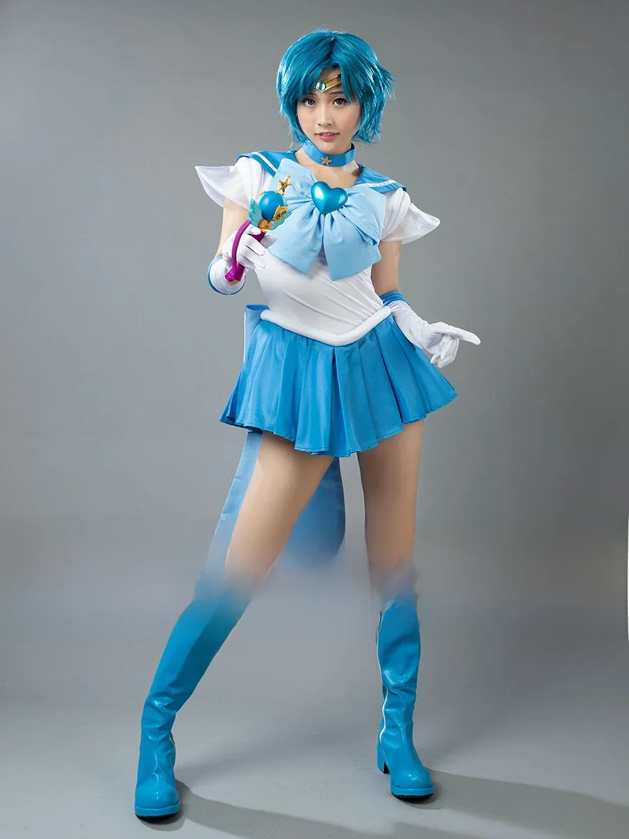 Anime Super S Film Sailor Mercury Mizuno Ami kostium Cosplay na Halloween dla kobiet dorosłych mp 001402 — zdjęcie 2
