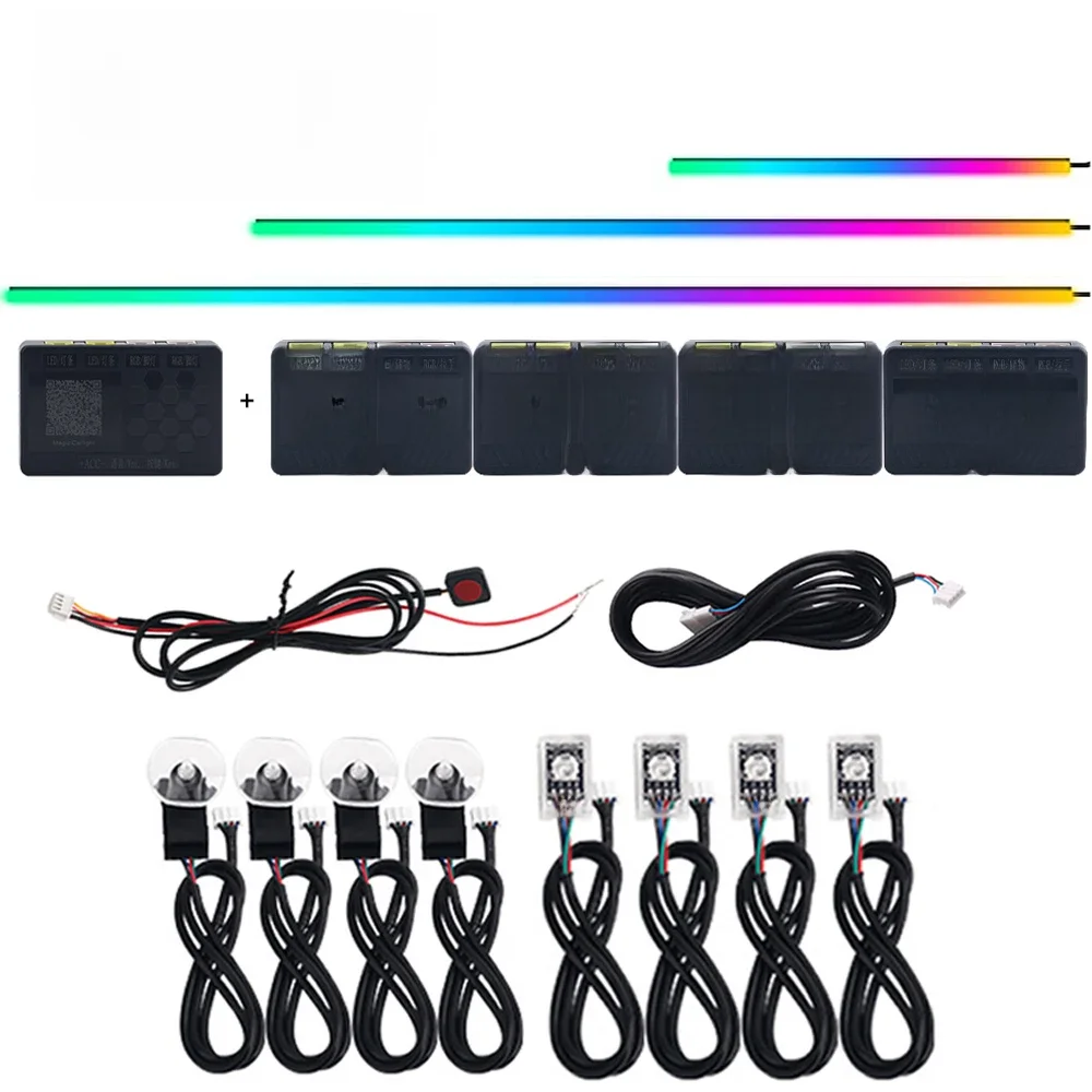 Banderole symphonique double Zone, accessoires de lumière ambiante LED, bande lumineuse pleine couleur, 64 couleurs, lumières de porte/éclairage de rangement