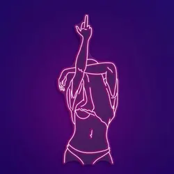 Female Neon Sign Finger Woman Bedroom Wall Decor Girls Birthday Custom USB Powered Room Sign Bar Beer Club Game Room Neon