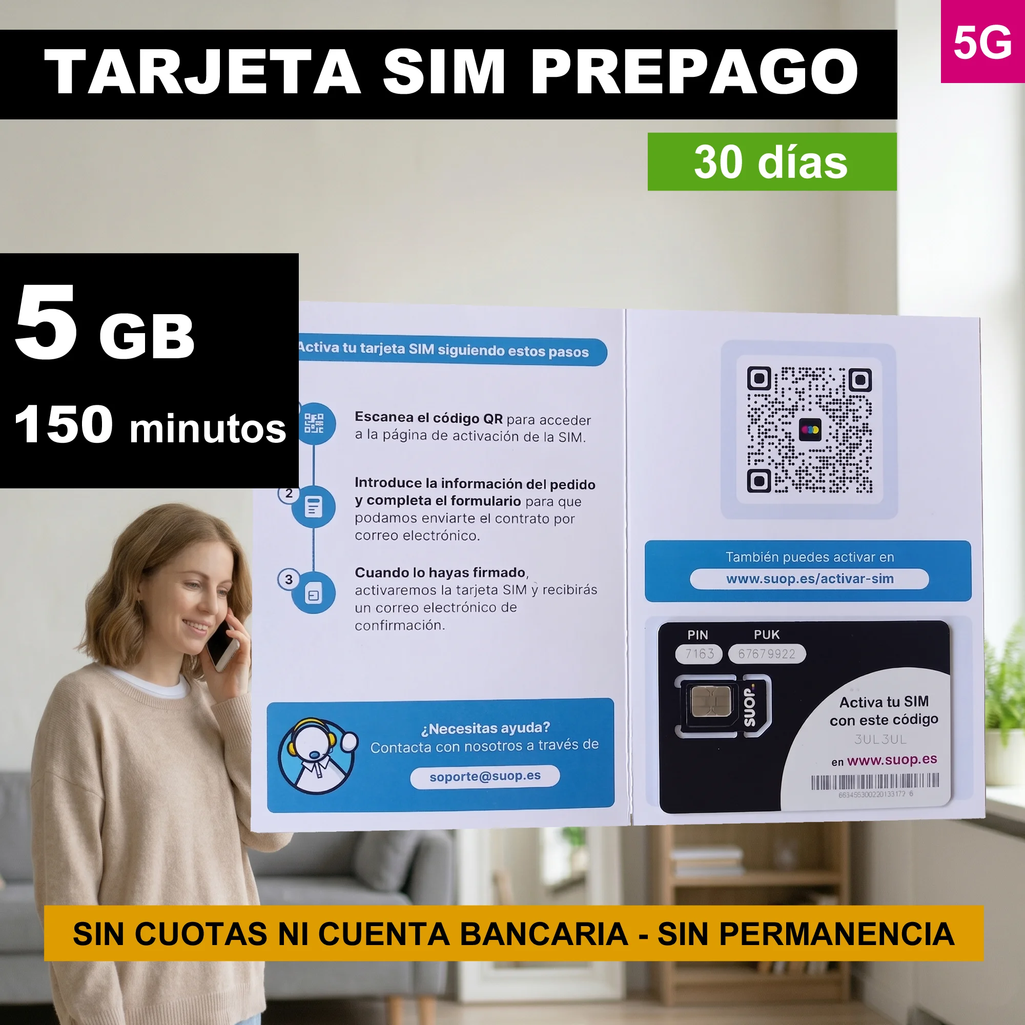 Carte SIM prépayée 5 Go et 150 minutes |     30 jours |     Rouge 5g |     Pin débloqué. Valable pour les téléphones mobiles, les traceurs GPS, les alarmes, les routeurs Mifi et les montres |     Paiement unique sans compte bancaire |     Sans permanence |     Triple format Sim