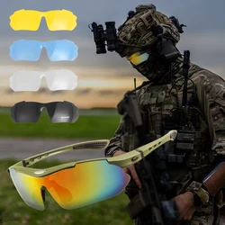 New 5 Lens Set Polarized Tactical Goggles Men Outdoor Sports Windproof Dustproof Climbing Glasses Safety Protective Glasses